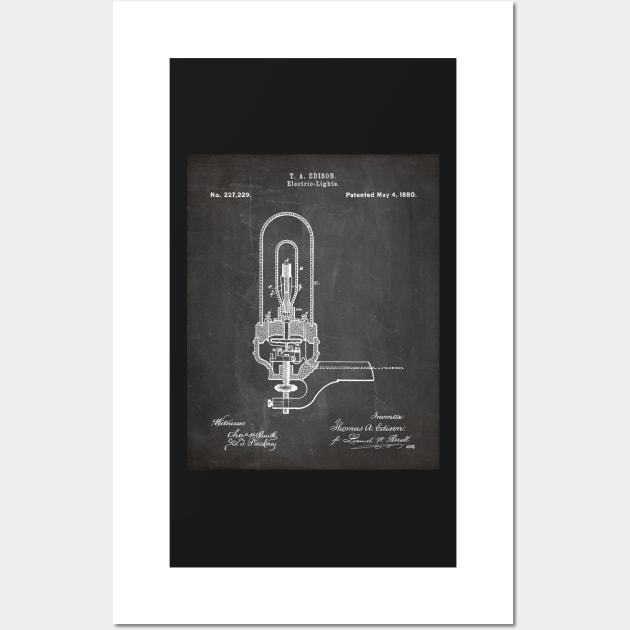 Light Bulb Patent - Industrial Design Housewarming Art - Black Chalkboard Wall Art by patentpress